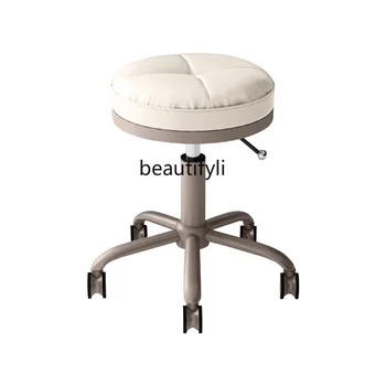 Козметичен стол с въртяща повдигане шкивом, Майсторски стол за фризьорски салон, фризьорски стол за нокти