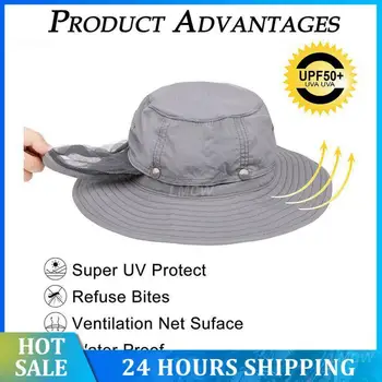 Бързосъхнеща Удобно и практично Регулируемо солнцезащитная шапка с маска за туризъм и риболов, шапка с маска за лице