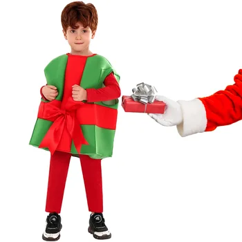 Коледни костюми, детски костюми, Подарък кутия на Дядо Коледа, Костюми за коледно парти, празнични костюми за изпълнения