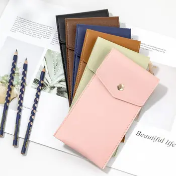 Чанта за писалки с голям капацитет, персонални бутон, джоб за химикалки от изкуствена кожа, чанта за съхранение на канцеларски материали, бизнес пътувания