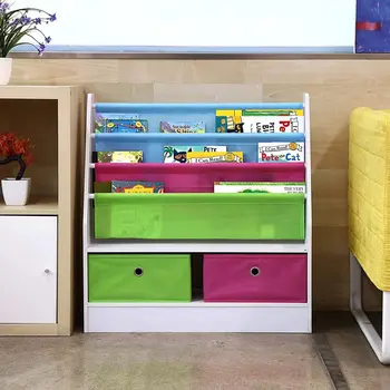 Детска bookshelf Блок за Съхранение на Детски Играчки и Книги с 2 Цветни Подвижни Чекмеджета За Съхранение на 3-диференцирани стелажи за Съхранение на деца