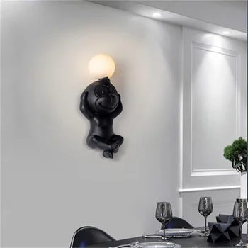 Маймуна Led монтиран на стената лампа за дома Куката на Стената за Декорация на хола Вътрешно осветление Огледало лека нощ за спалня Просто лампа с димер