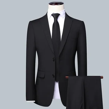 Бутик (Сако + панталон Мъжки Елегантен Модерен костюм от Висок клас в британския стил, Просто Случаен Костюм на Джентълмен, Най-добър Мъжки костюм-двойка