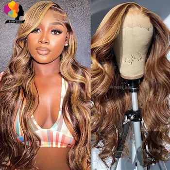 Изберете светъл перука, завързана с предната част на Тялото Wave 13x6 Прозрачни перуки с дантелен предната част, цветни перуки, изработени от човешка коса Peruvian Реми за жени