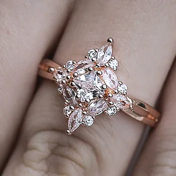 2019 което се продава Най-Нов пръстен с цирконием цвят розово злато, модно дамско Годежен пръстен, сватбени декорации, директна доставка на едро