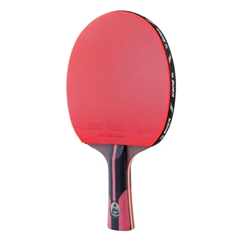 BOER Цельнокроеная ракета за тенис на маса с черно острие от въглеродна стомана с гумена шпатула за тенис на маса и червен цвят