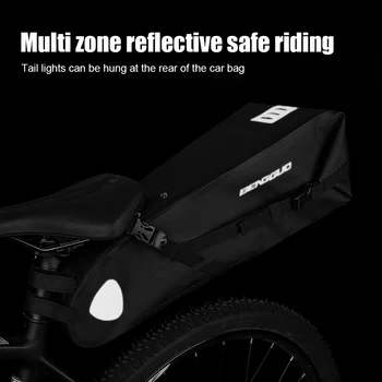 Сгъваема пътна велосипедна чанта с голям капацитет 10 л, седельная чанта от изкуствена кожа, водоустойчив задната част на чантата, светоотражающая за планински велосипед/шоссейного наем