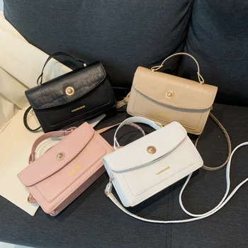 Модерна дамска чанта за през рамо в семпъл стил, однотонная чанта през рамо с каменен модел, Подобрена текстура, Дамски чанти-месинджър, Новост