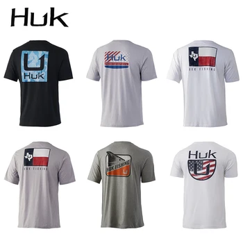 HUK-Мъжки t-shirt Fishing Носете Performance с къс ръкав, Солнцезащитная риза, Дишащи Спортни дрехи на открито, UPF50
